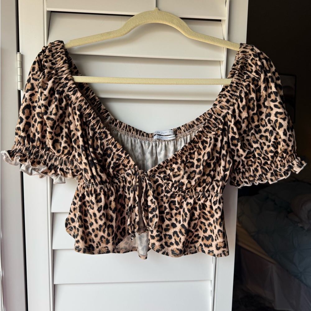 Urban Outfitters Leopard Print Cropped Blouse